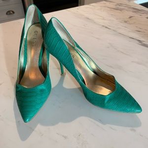Guess Green Snakeskin Heels